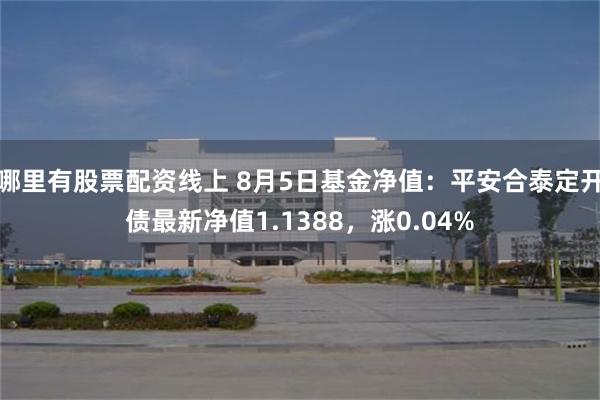 哪里有股票配资线上 8月5日基金净值：平安合泰定开债最新净值1.1388，涨0.04%