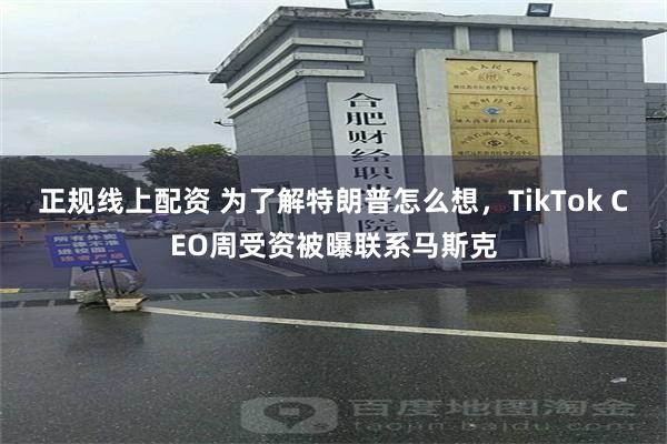 正规线上配资 为了解特朗普怎么想，TikTok CEO周受资被曝联系马斯克